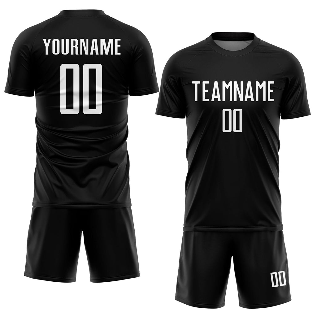 Custom Black White Sublimation Soccer Uniform Jersey photo 2