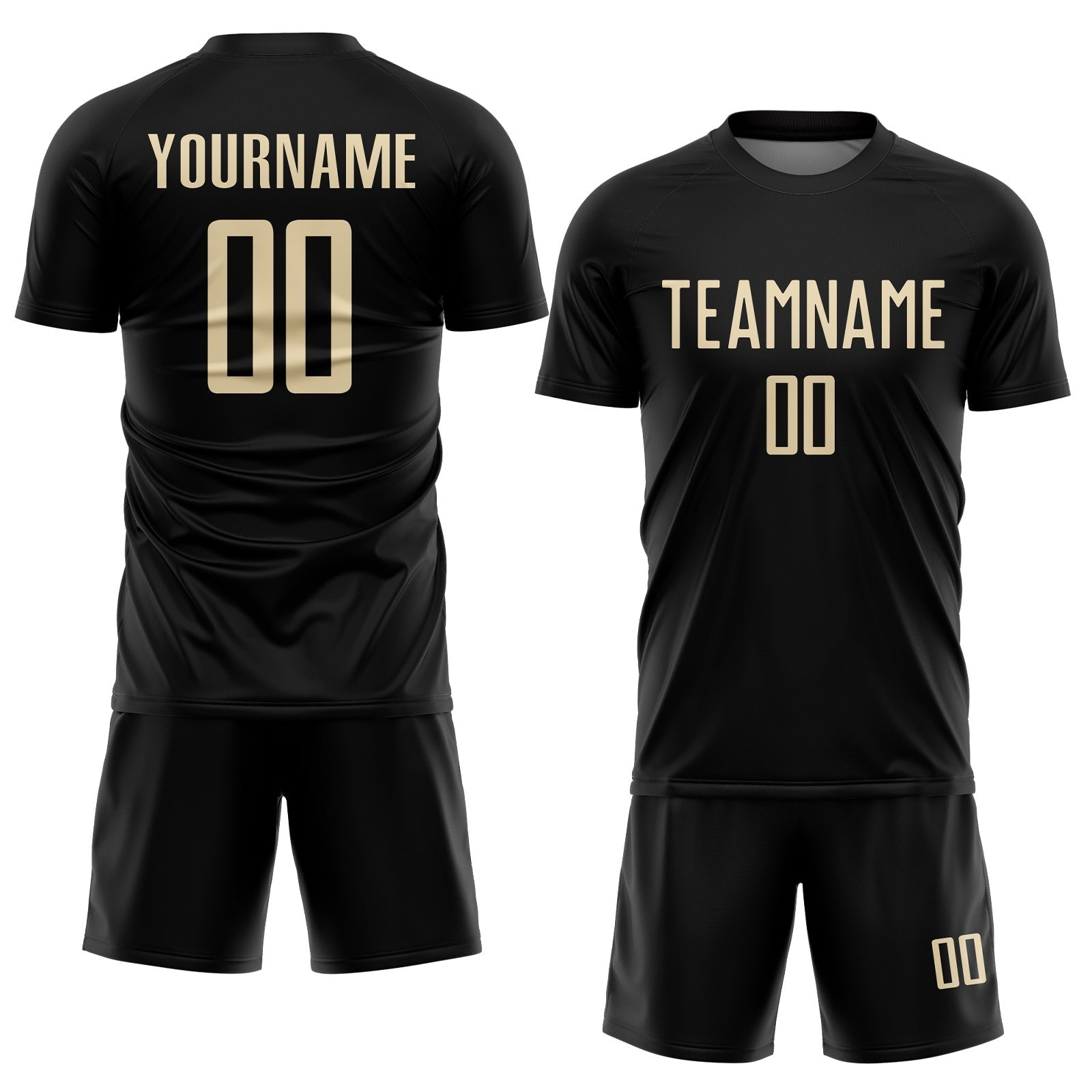 Custom Black Cream Sublimation Soccer Uniform Jersey photo 2