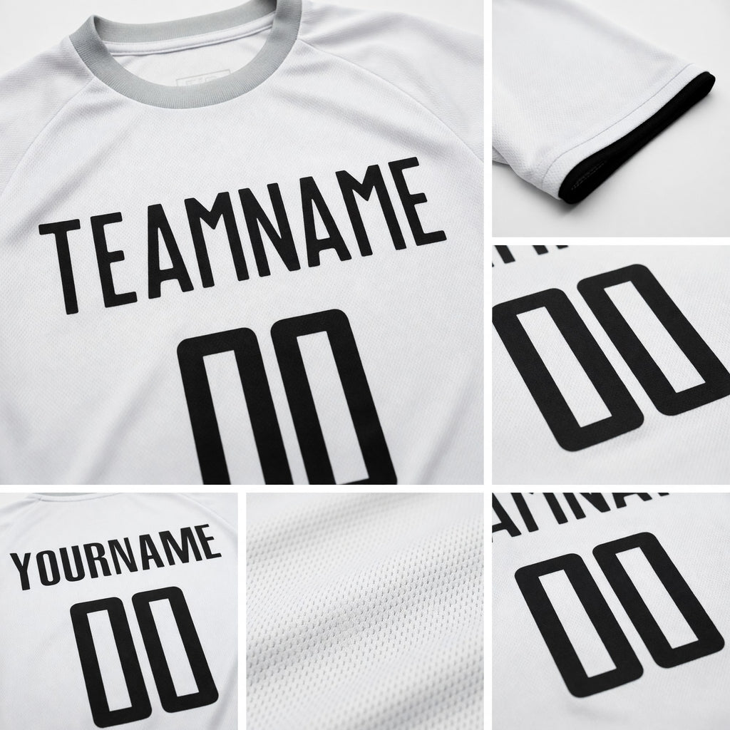 Custom White Black Sublimation Soccer Uniform Jersey detail
