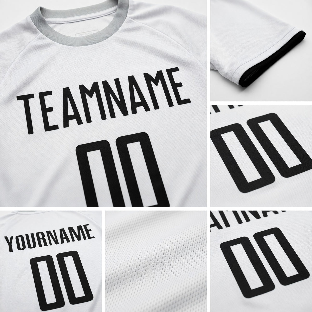 Custom White Black Sublimation Soccer Uniform Jersey detail