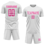 Custom White Pink Sublimation Soccer Uniform Jersey photo 2