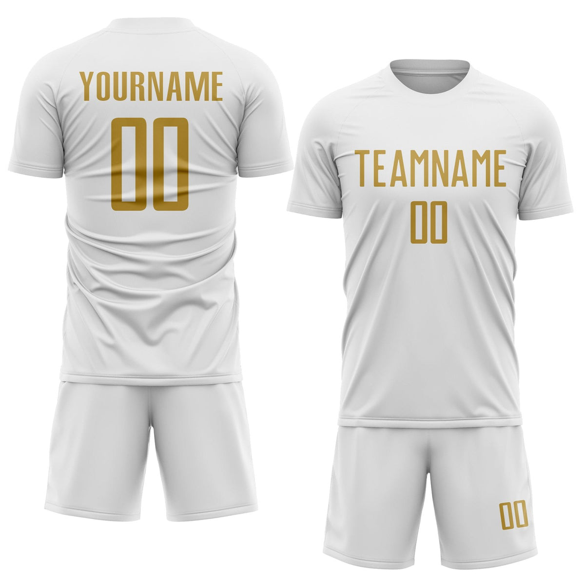 Custom White Old Gold Sublimation Soccer Uniform Jersey photo 2