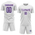 Custom White Purple Sublimation Soccer Uniform Jersey photo 2