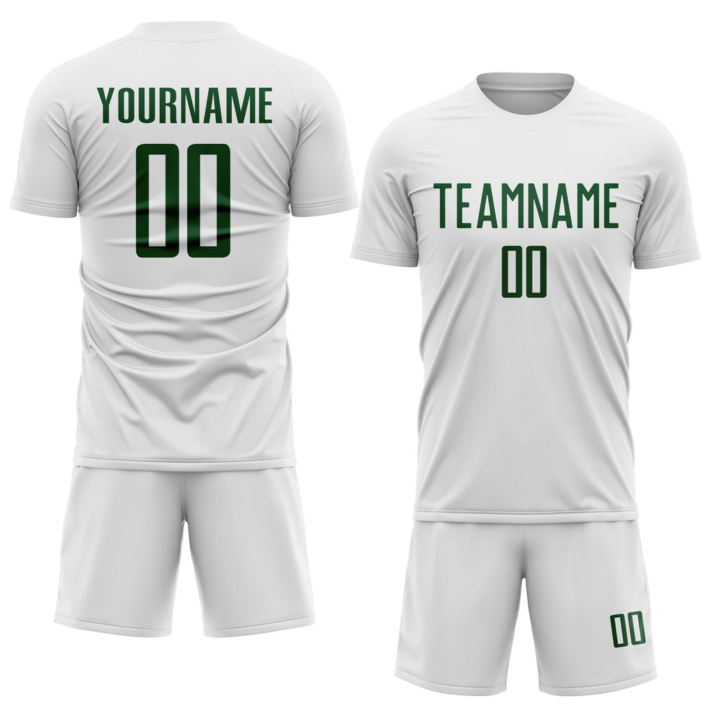 Custom White Green Sublimation Soccer Uniform Jersey photo 2