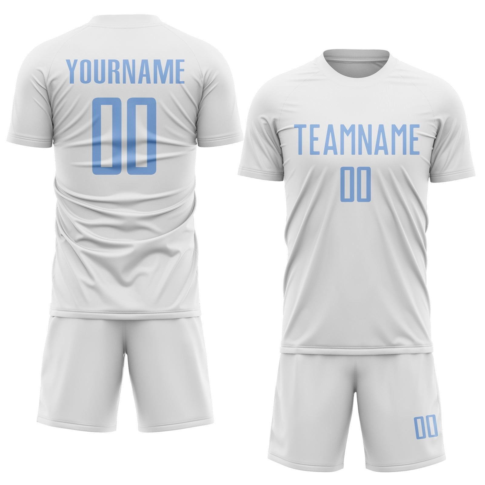 Custom White Light Blue Sublimation Soccer Uniform Jersey photo 2