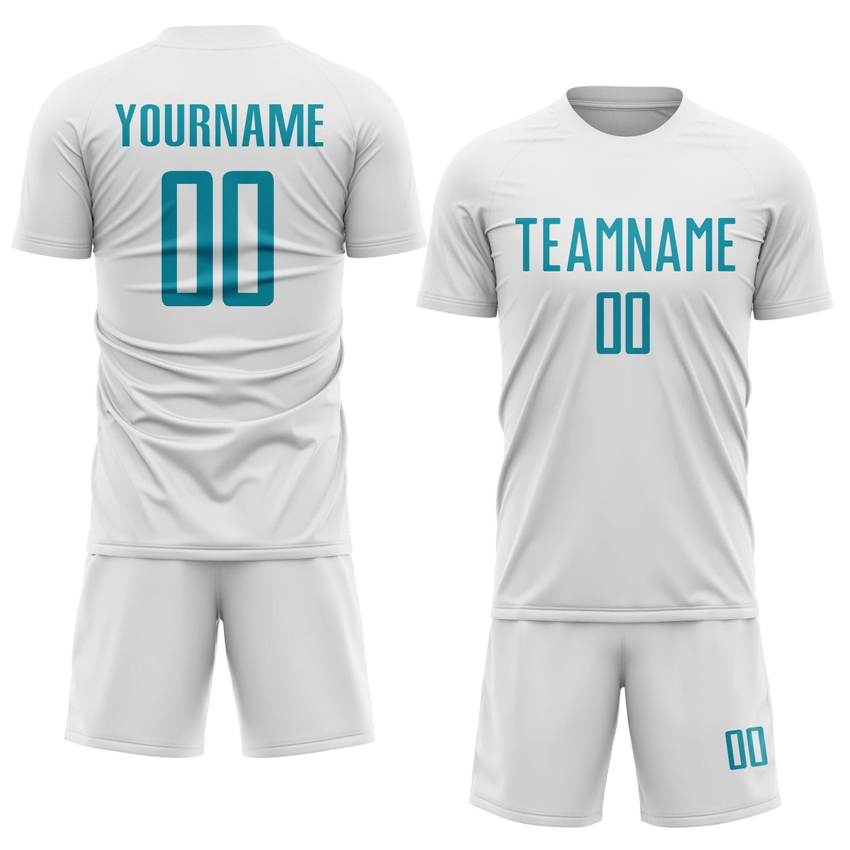 Custom White Teal Sublimation Soccer Uniform Jersey photo 2