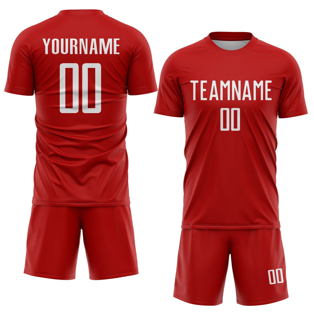 Custom Red White Sublimation Soccer Uniform Jersey photo 2