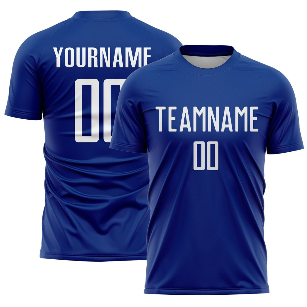 Custom Royal White Sublimation Soccer Uniform Jersey