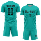 Custom Aqua Black Sublimation Soccer Uniform Jersey photo 2