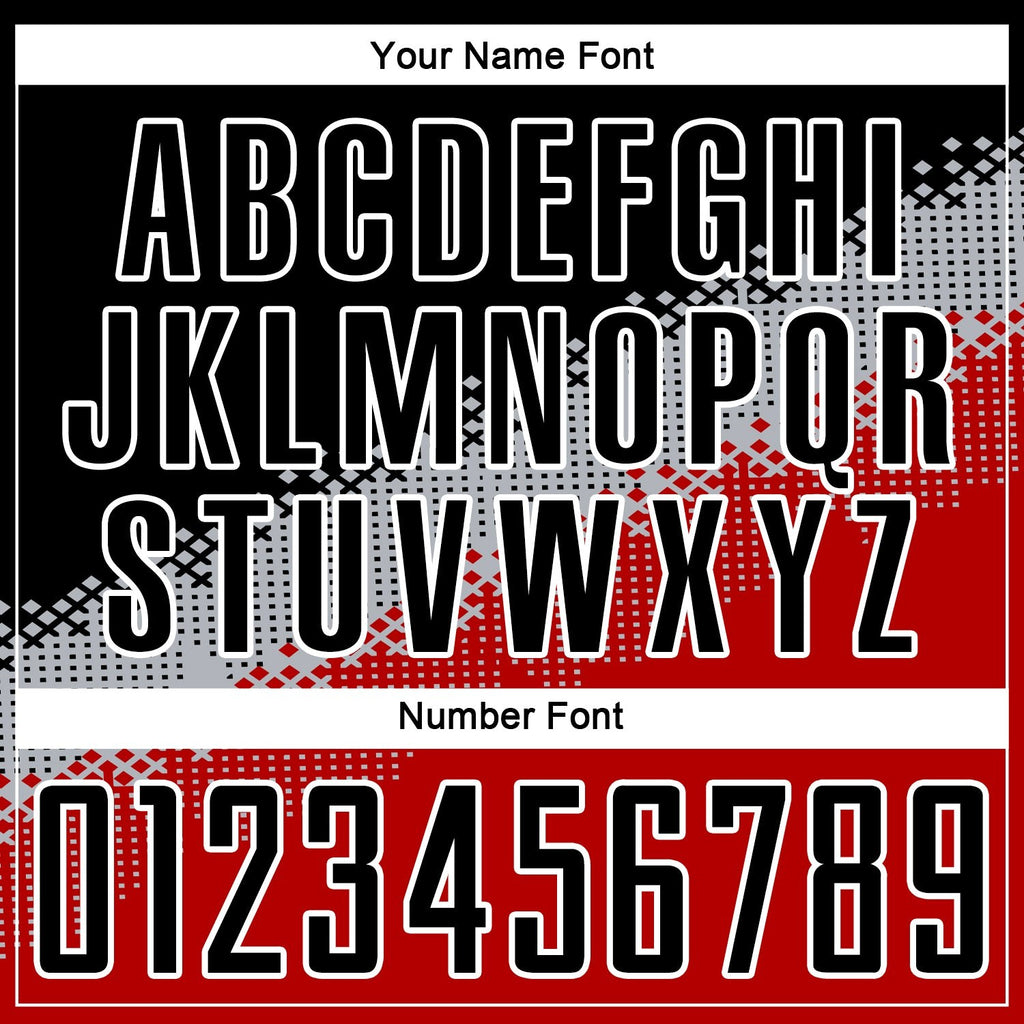 Custom Black Gray-Red Gradient Geometric Shape Sublimation Soccer Uniform Jersey photo 5