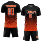 Custom Black Orange-White Gradient Line Sublimation Soccer Uniform Jersey photo 2