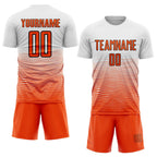 Custom White Orange-Black Gradient Line Sublimation Soccer Uniform Jersey photo 2