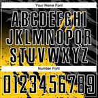 Custom Black Yellow-White Gradient Scratch Splash Sublimation Soccer Uniform Jersey photo 5