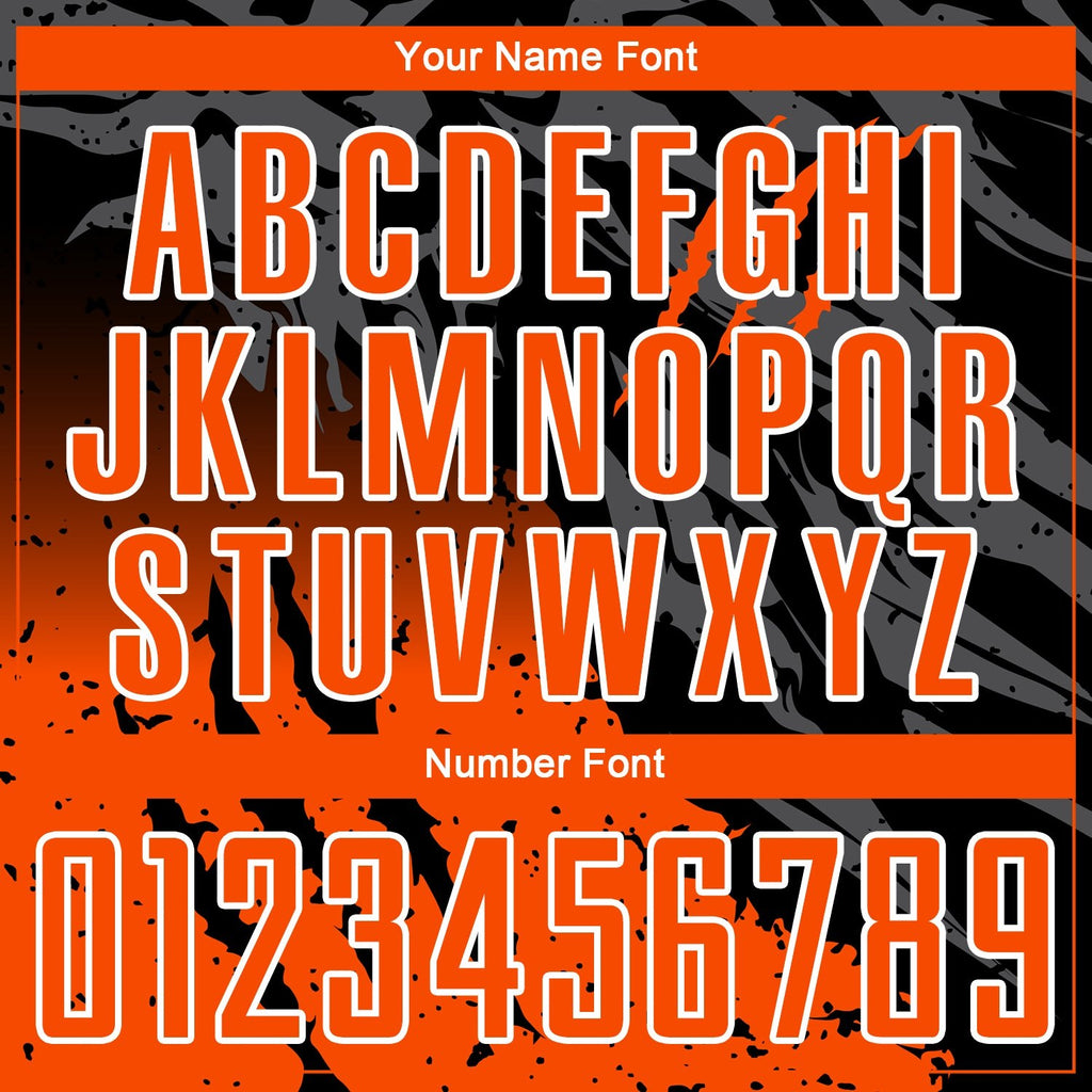 Custom Black Orange-White Gradient Scratch Splash Sublimation Soccer Uniform Jersey photo 5