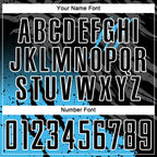 Custom Black Sky Blue-White Gradient Scratch Splash Sublimation Soccer Uniform Jersey photo 5