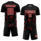 Custom Black Red-White Abstract Liquid Sublimation Soccer Uniform Jersey photo 2