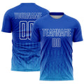 Custom Royal Sky Blue-White Geometric Shape Sublimation Soccer Uniform Jersey