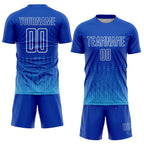 Custom Royal Sky Blue-White Geometric Shape Sublimation Soccer Uniform Jersey photo 2