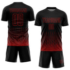 Custom Black Red Geometric Shape Sublimation Soccer Uniform Jersey photo 2
