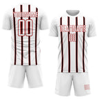 Custom White Black-Red Stripe Line Sublimation Soccer Uniform Jersey photo 2