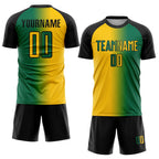 Custom Kelly Green Yellow-Black Sublimation Gradient Fashion Soccer Uniform Jersey photo 2