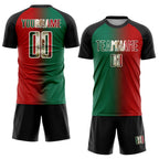 Custom Red Vintage Mexican Flag Kelly Green Black-Cream Sublimation Gradient Fashion Soccer Uniform Jersey photo 2