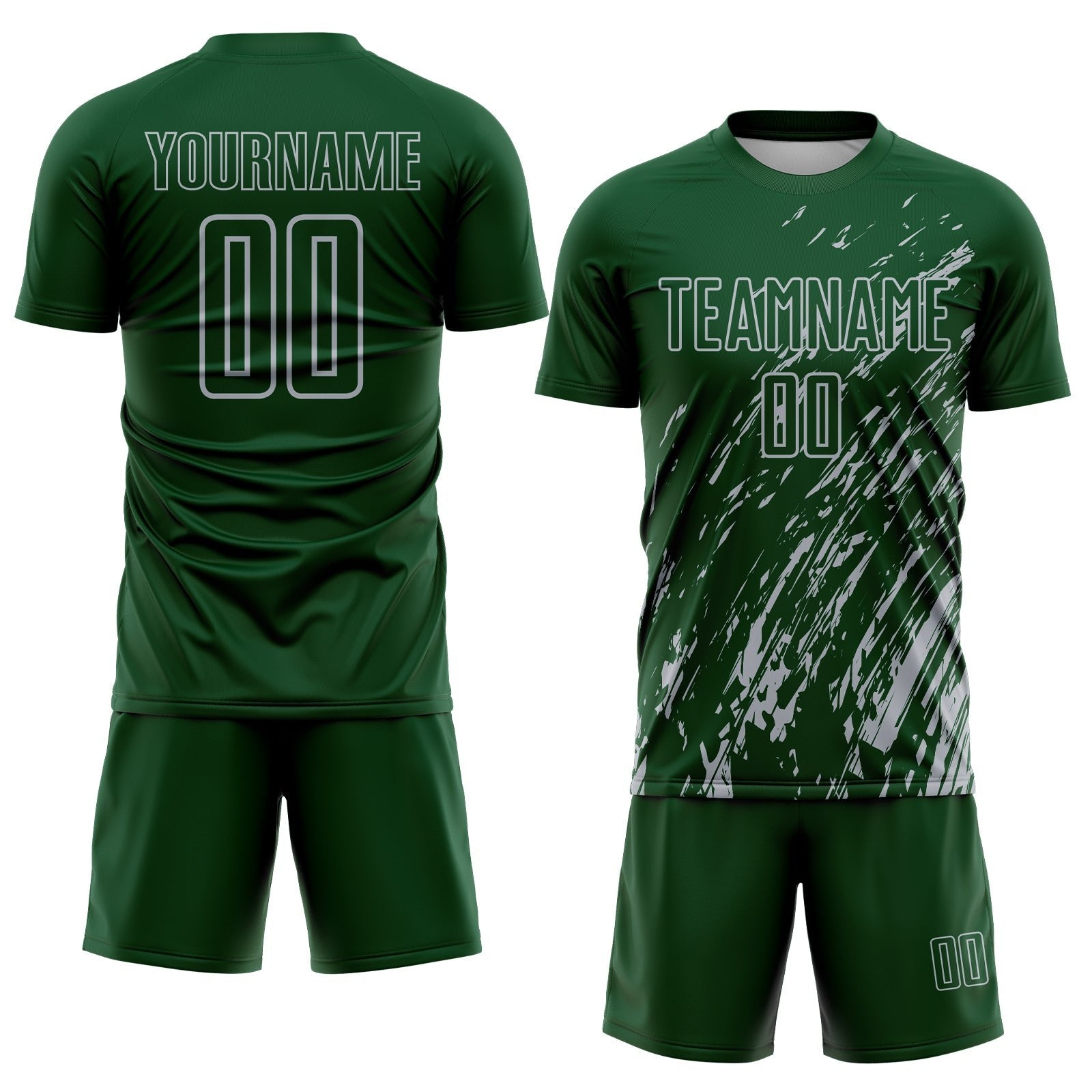 Custom Green Gray Splash Sublimation Soccer Uniform Jersey photo 2