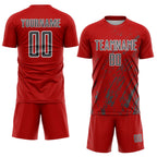 Custom Red Steel Gray-White Splash Sublimation Soccer Uniform Jersey photo 2