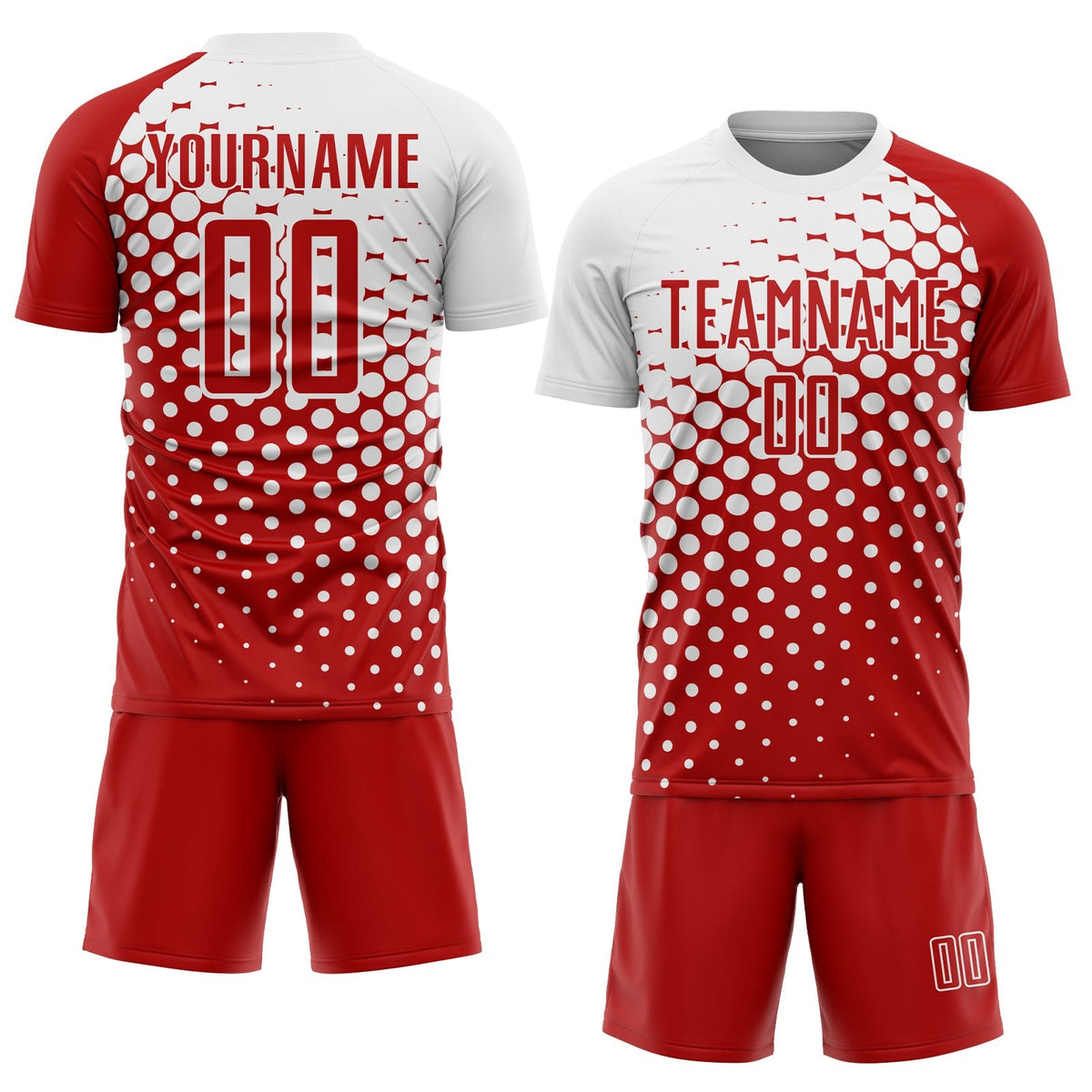 Custom Red White Modern Polka Dot Sublimation Soccer Uniform Jersey photo 2