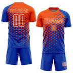 Custom Thunder Blue Orange-White Modern Polka Dot Sublimation Soccer Uniform Jersey photo 2