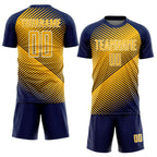 Custom Navy Gold-White Line Sublimation Soccer Uniform Jersey photo 2