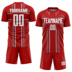 Custom Red White-Gray Lines Sublimation Soccer Uniform Jersey photo 2