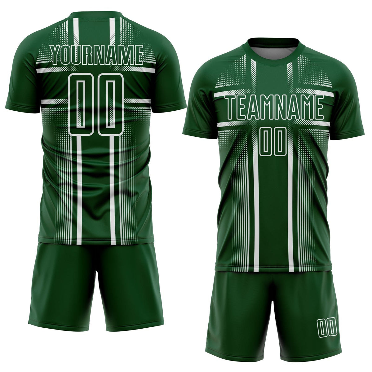 Custom Green White Lines Sublimation Soccer Uniform Jersey photo 2