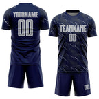 Custom Navy Gray-White Slant Lines Sports Sublimation Soccer Uniform Jersey photo 2