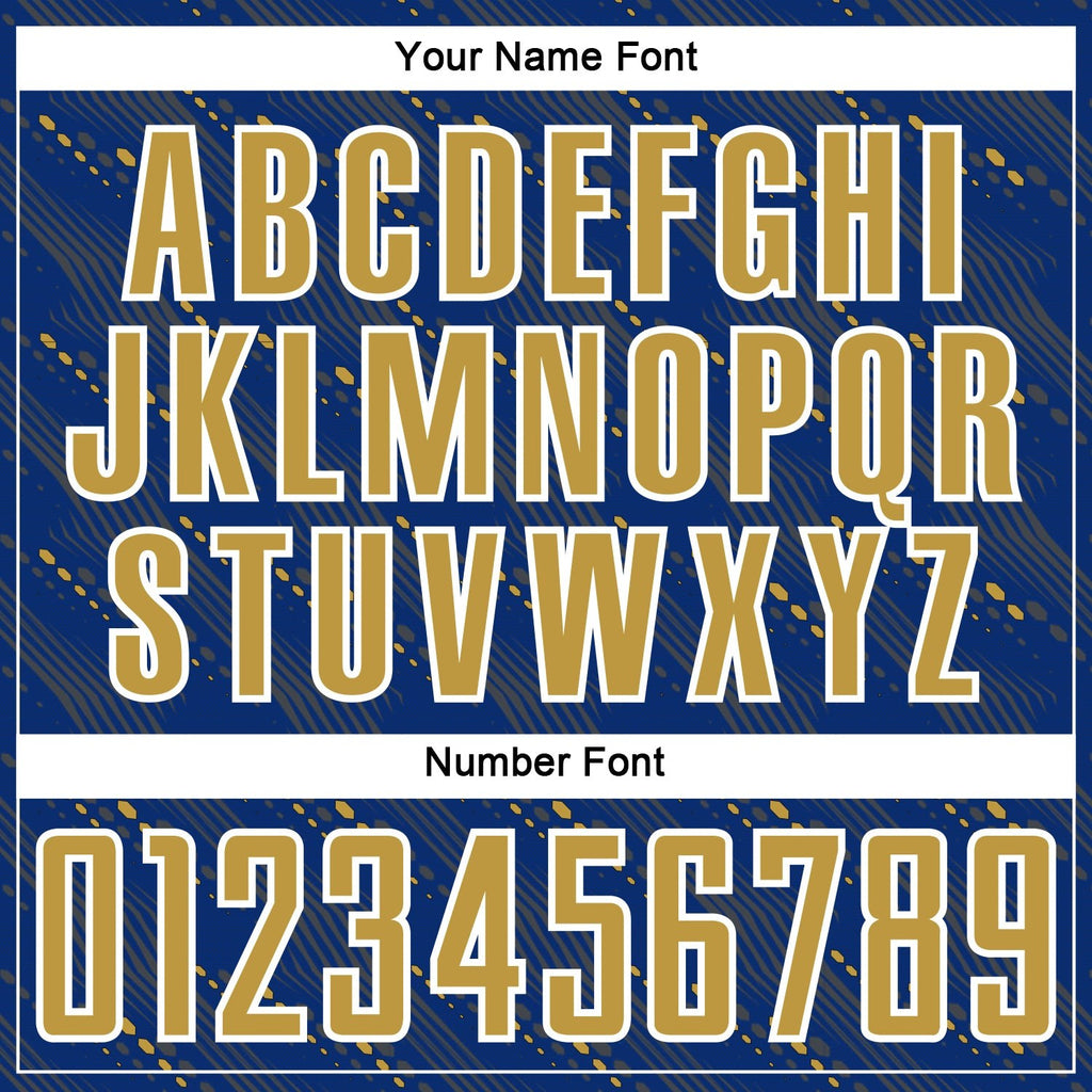 Custom Royal Old Gold-White Slant Lines Sports Sublimation Soccer Uniform Jersey photo 5