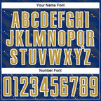 Custom Royal Old Gold-White Slant Lines Sports Sublimation Soccer Uniform Jersey photo 5