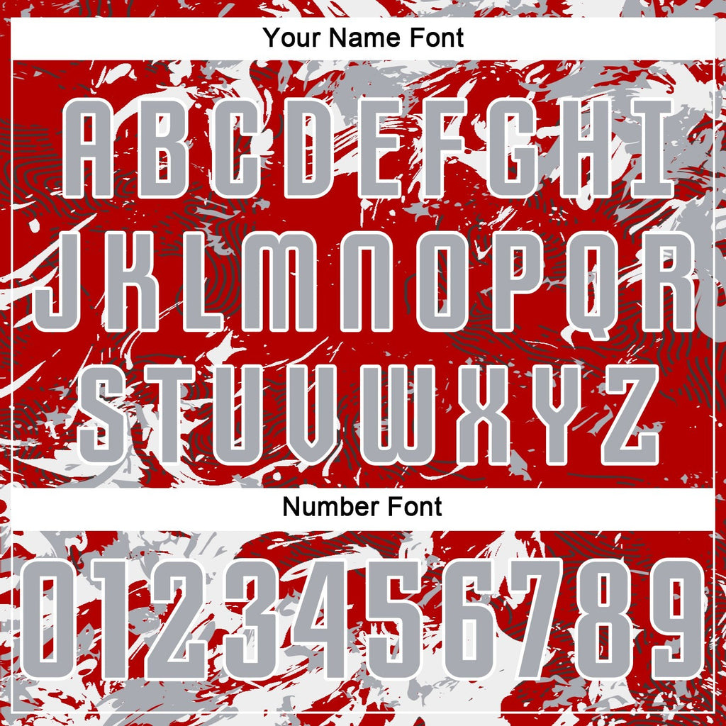 Custom Red Gray-White Fluid Art Splash Sublimation Soccer Uniform Jersey photo 5