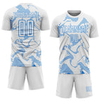 Custom White Powder Blue Curve Lines Sports Sublimation Soccer Uniform Jersey photo 2