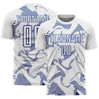 Custom White Royal Curve Lines Sports Sublimation Soccer Uniform Jersey