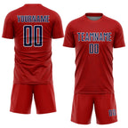 Custom Red Navy-White Geometric Shape Sports Sublimation Soccer Uniform Jersey photo 2