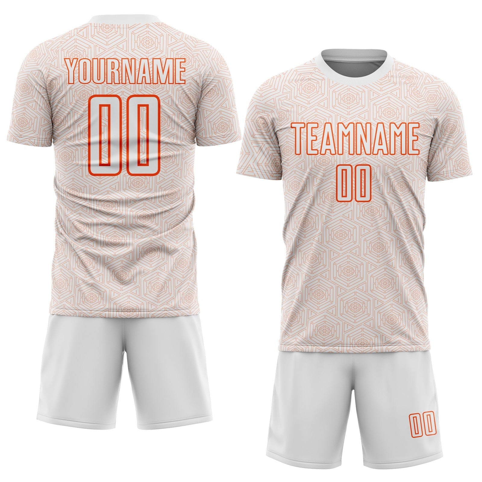 Custom White Orange Geometric Shape Sports Sublimation Soccer Uniform Jersey photo 2