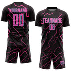 Custom Black Pink-Light Blue Lightning Sports Sublimation Soccer Uniform Jersey photo 2