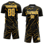 Custom Black Gold-White Lightning Sports Sublimation Soccer Uniform Jersey photo 2