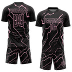 Custom Black Light Pink Lightning Sports Sublimation Soccer Uniform Jersey photo 2