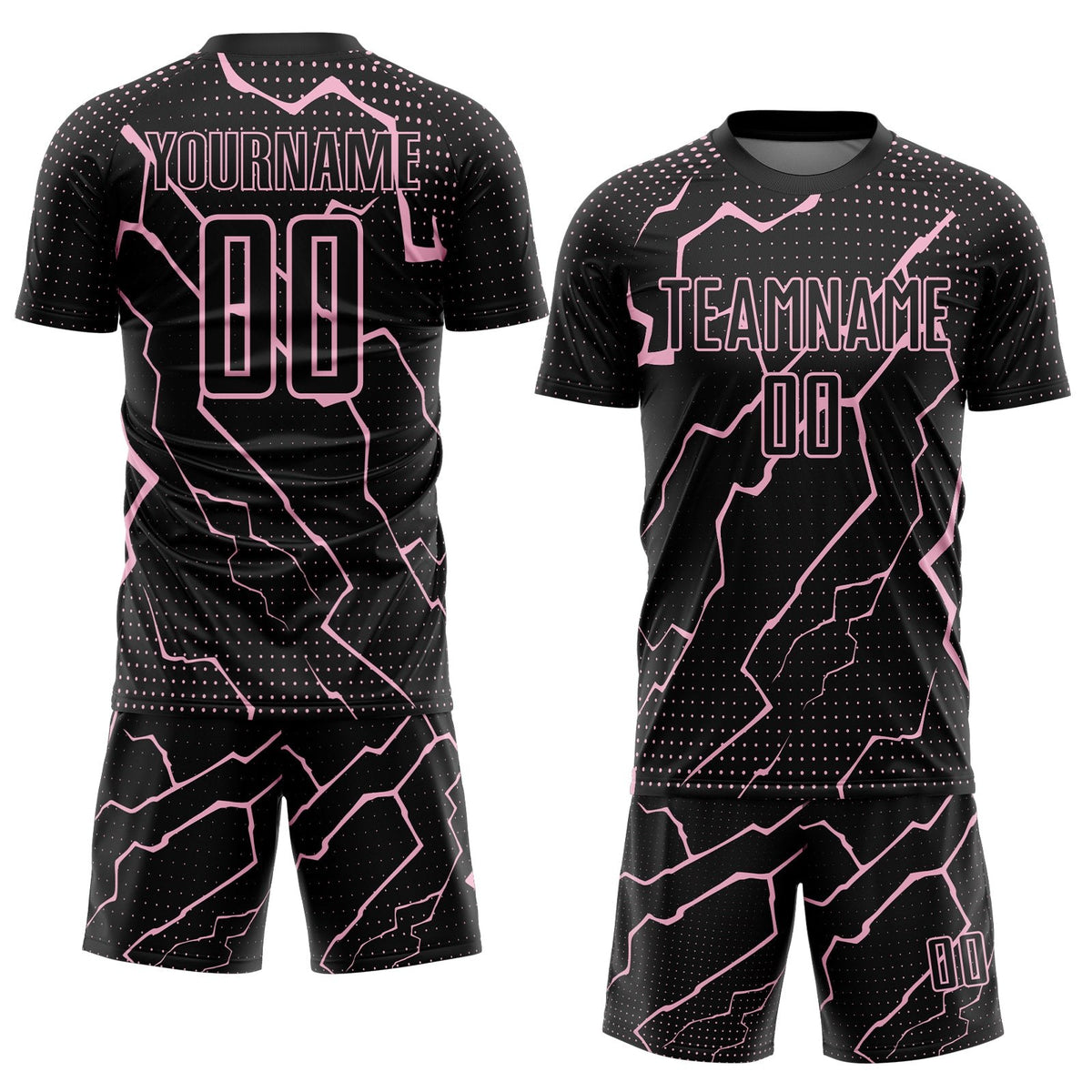 Custom Black Light Pink Lightning Sports Sublimation Soccer Uniform Jersey photo 2