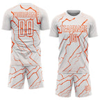Custom White Orange Lightning Sports Sublimation Soccer Uniform Jersey photo 2