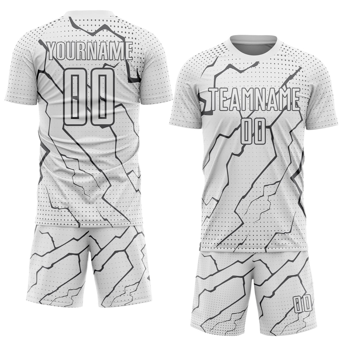 Custom White Steel Gray Lightning Sports Sublimation Soccer Uniform Jersey photo 2