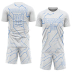Custom White Light Blue Lightning Sports Sublimation Soccer Uniform Jersey photo 2