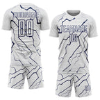 Custom White Navy Lightning Sports Sublimation Soccer Uniform Jersey photo 2