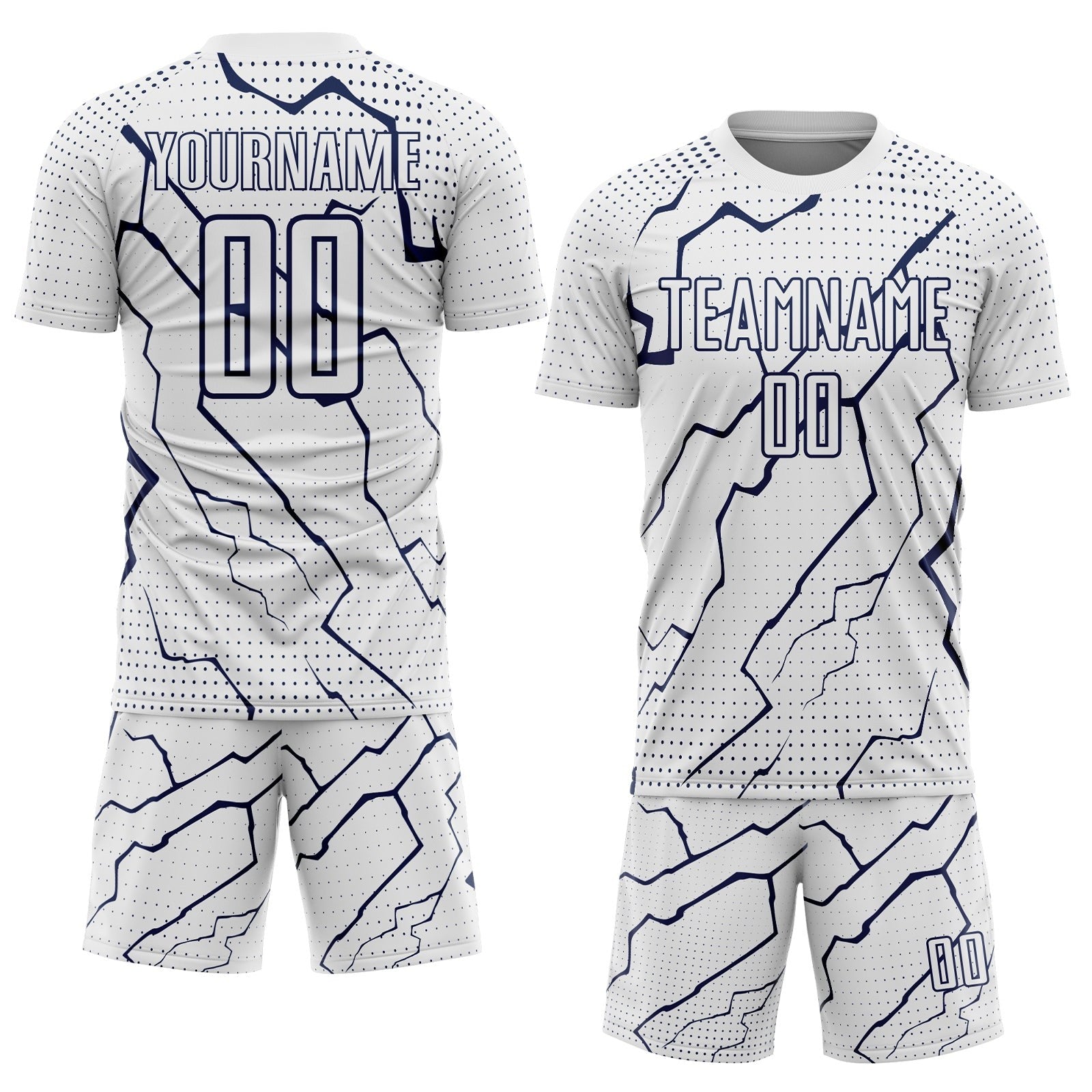 Custom White Navy Lightning Sports Sublimation Soccer Uniform Jersey photo 2